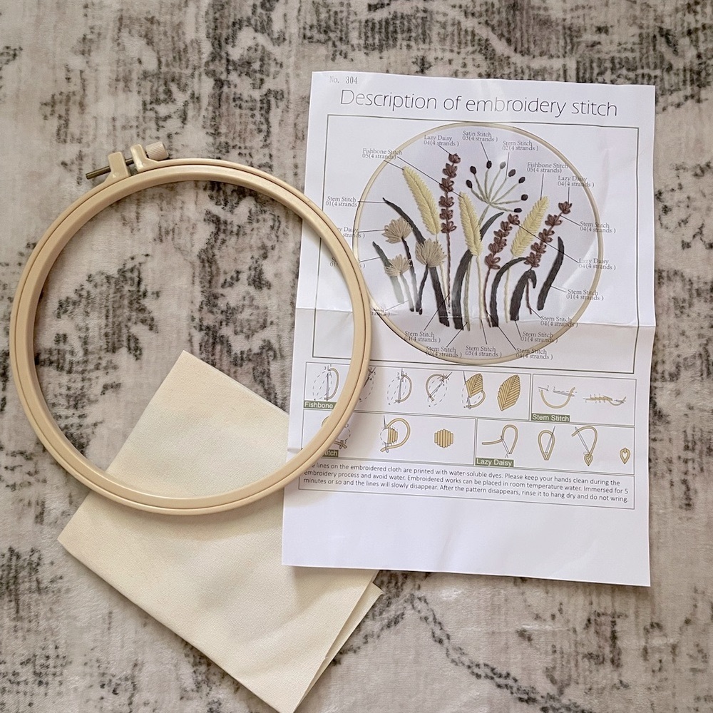 New Floral Embroidery Hoop Craft Kit Nature Boho Cottagecore